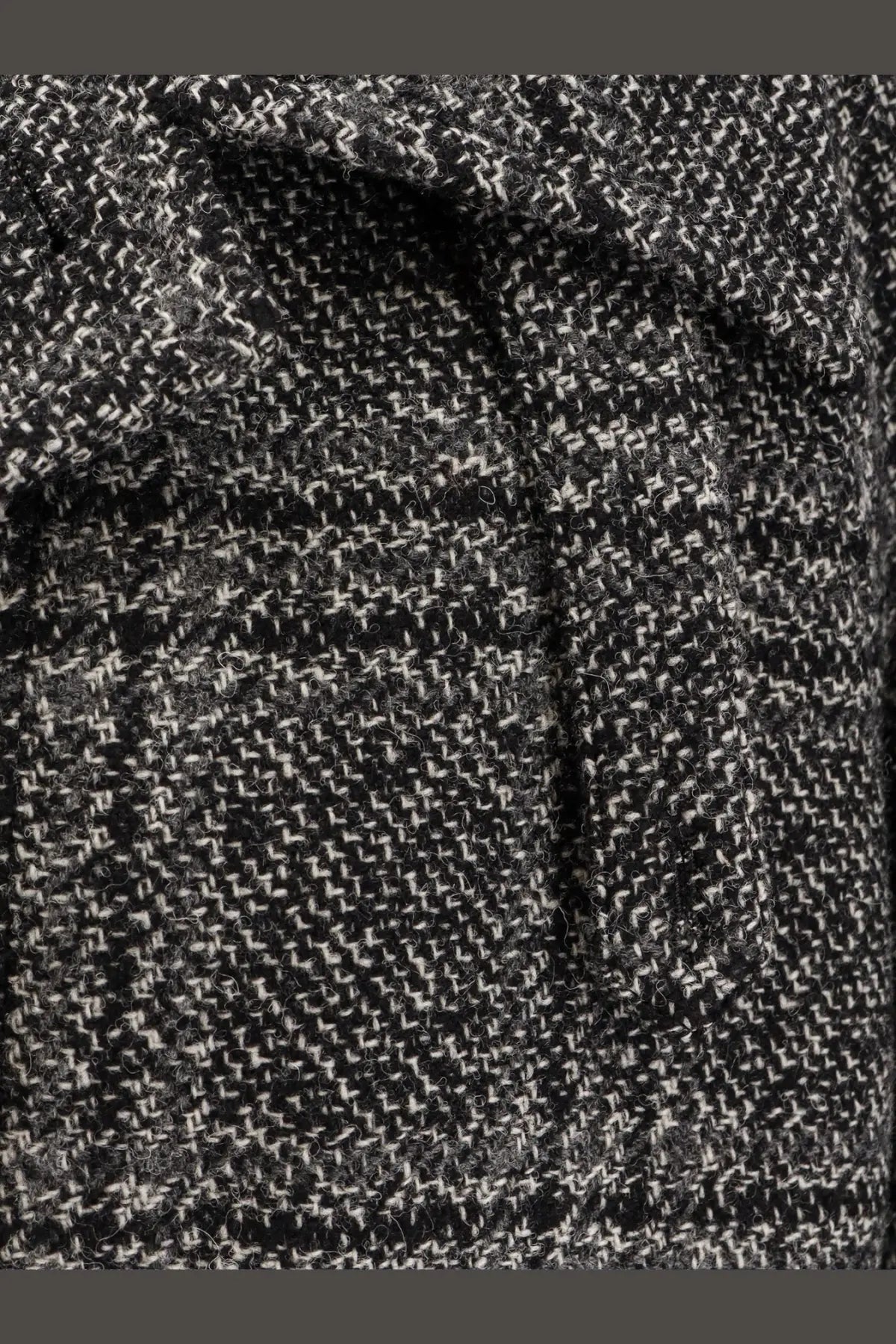 Balenciaga women’s black and white herringbone wool coat featuring one layer raglan sleeves