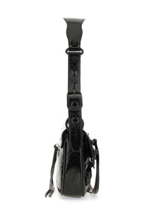 Balenciaga women’s le cagole small shoulder bag black patent leather crossbody with glossy finish and hardware details