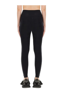Balenciaga women’s leggings black high-waisted with smooth form-fitting stretch fabric front view