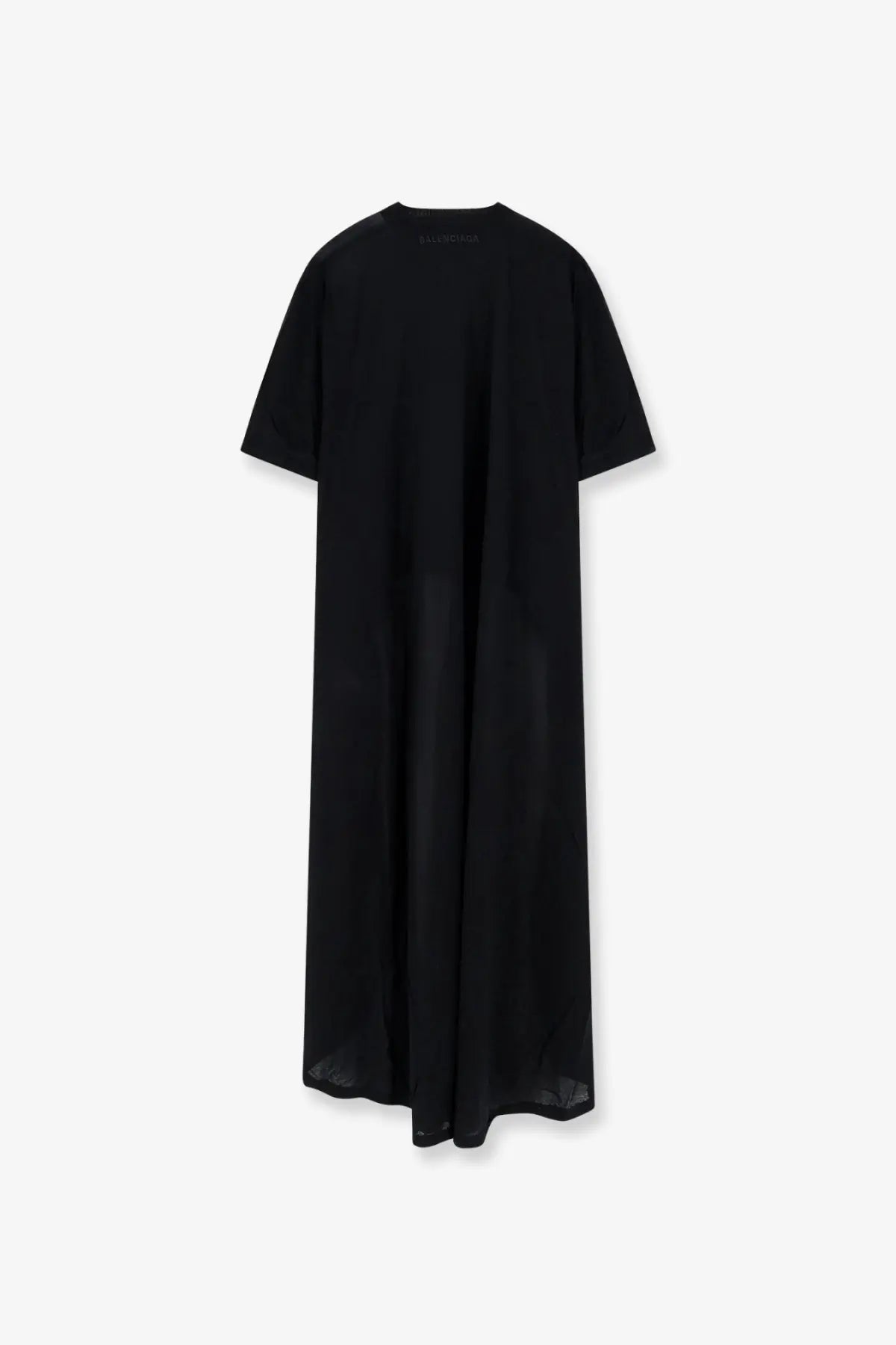 Balenciaga women’s long jersey shirt black minimalist t-shirt dress with relaxed fit and short sleeves
