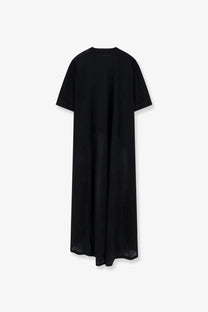 Balenciaga women’s long jersey shirt black minimalist t-shirt dress with relaxed fit and short sleeves