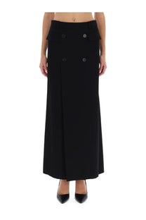 Balenciaga women’s long black double-breasted maxi skirt with sleek tailored design and matching buttons