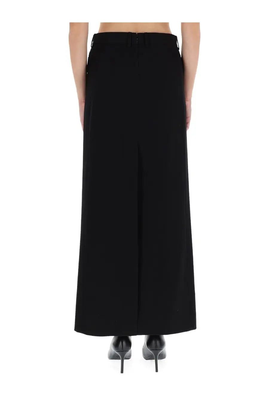 Balenciaga women’s long sartorial skirt black with sleek straight-cut design and subtle front pleats