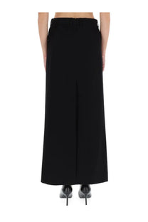 Balenciaga women’s long sartorial skirt black with sleek straight-cut design and subtle front pleats
