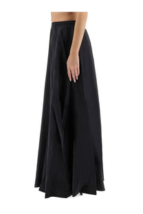 Balenciaga women’s black high waisted maxi skirt with flowing pleated design and elastic waistband