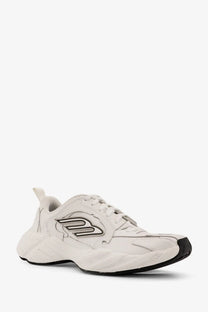 Balenciaga women’s monday low top white leather sneaker with chunky sole black accents and embroidered logo side