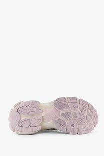 Balenciaga women’s grey nylon and mesh runner sneakers with pink translucent chunky sculpted rubber sole and branding