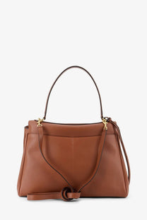 Balenciaga women’s rodeo beige tan leather crossbody bag with gold hardware and detachable shoulder strap