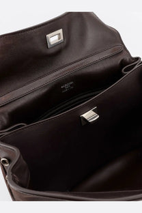 Dark brown leather balenciaga women’s rodeo crossbody bag with silver-toned hardware and adjustable strap