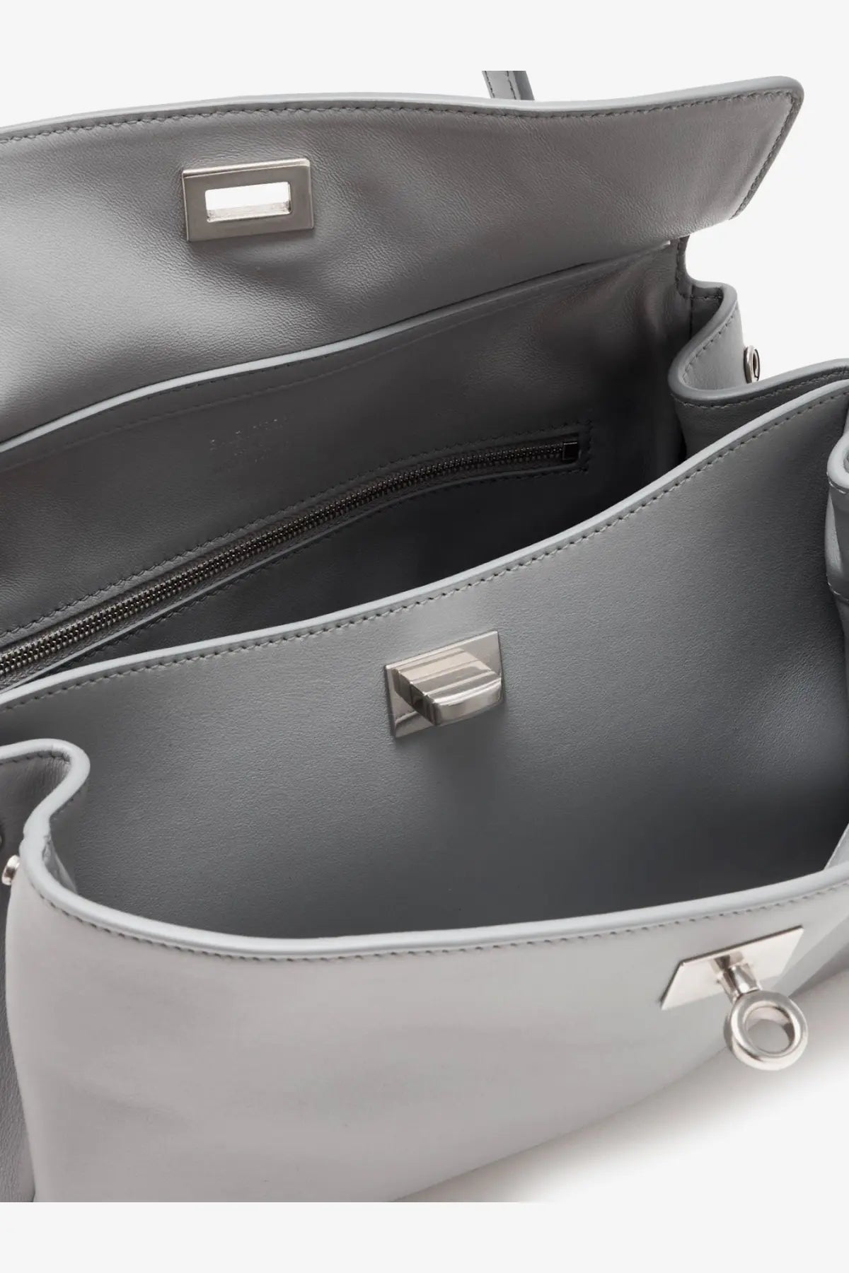 Balenciaga women’s rodeo leather crossbody bag grey with gray leather and silver-toned metal hardware and structured interior