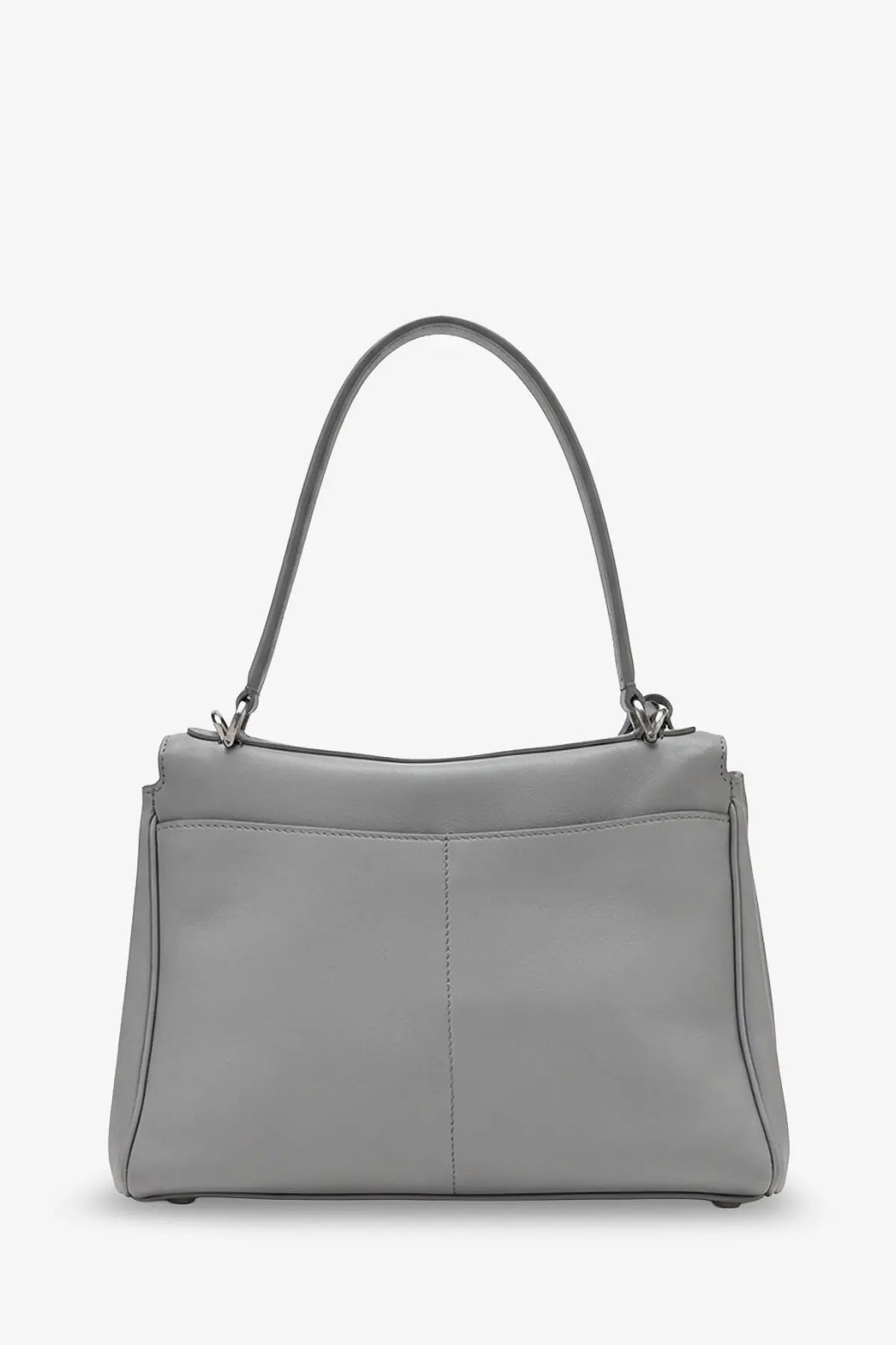 Balenciaga women’s rodeo light gray leather crossbody bag with sleek structured design and curved handles
