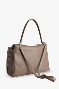 Beige leather Balenciaga women’s rodeo medium satchel with adjustable shoulder strap and top handle crossbody bag