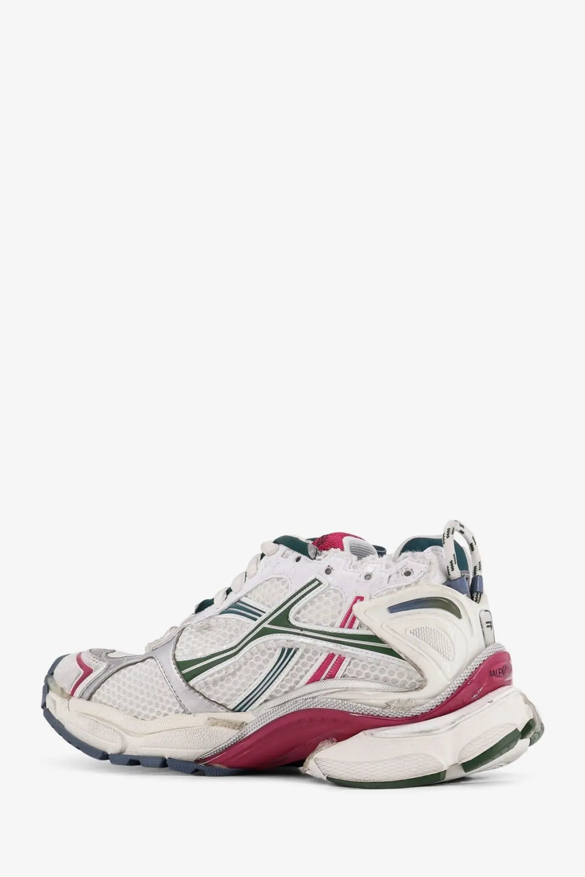 Balenciaga women’s runner low top mesh sneakers in white green and pink with mesh upper and chunky sole