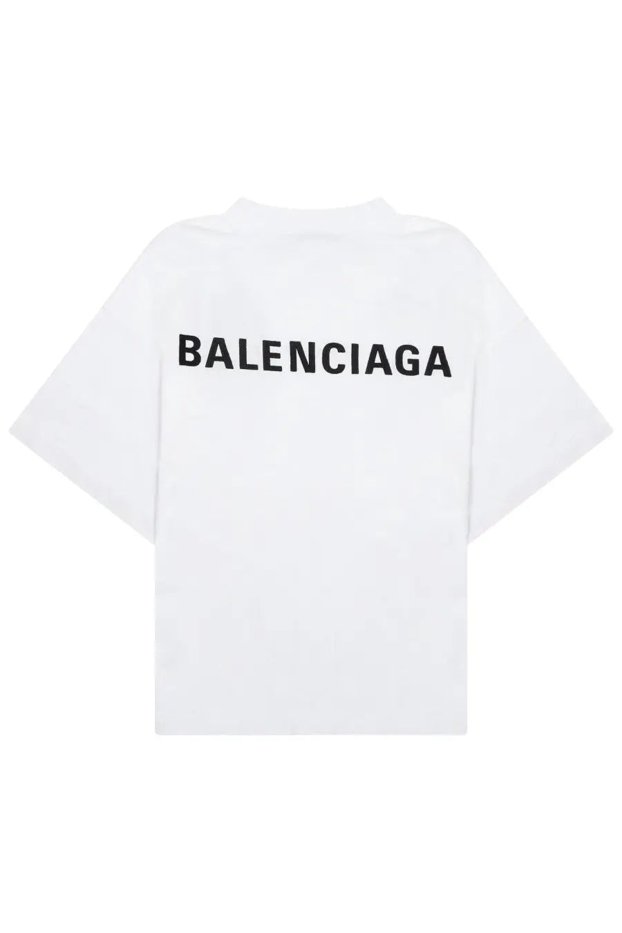 Balenciaga women’s white oversized t shirt with bold black lettering on the back for casual wear