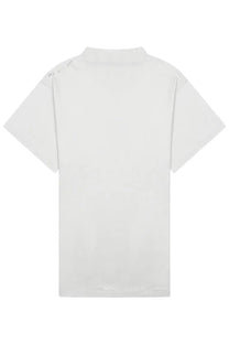 Balenciaga women’s white oversized t-shirt with short sleeves crew neck and subtle shoulder seam stitching