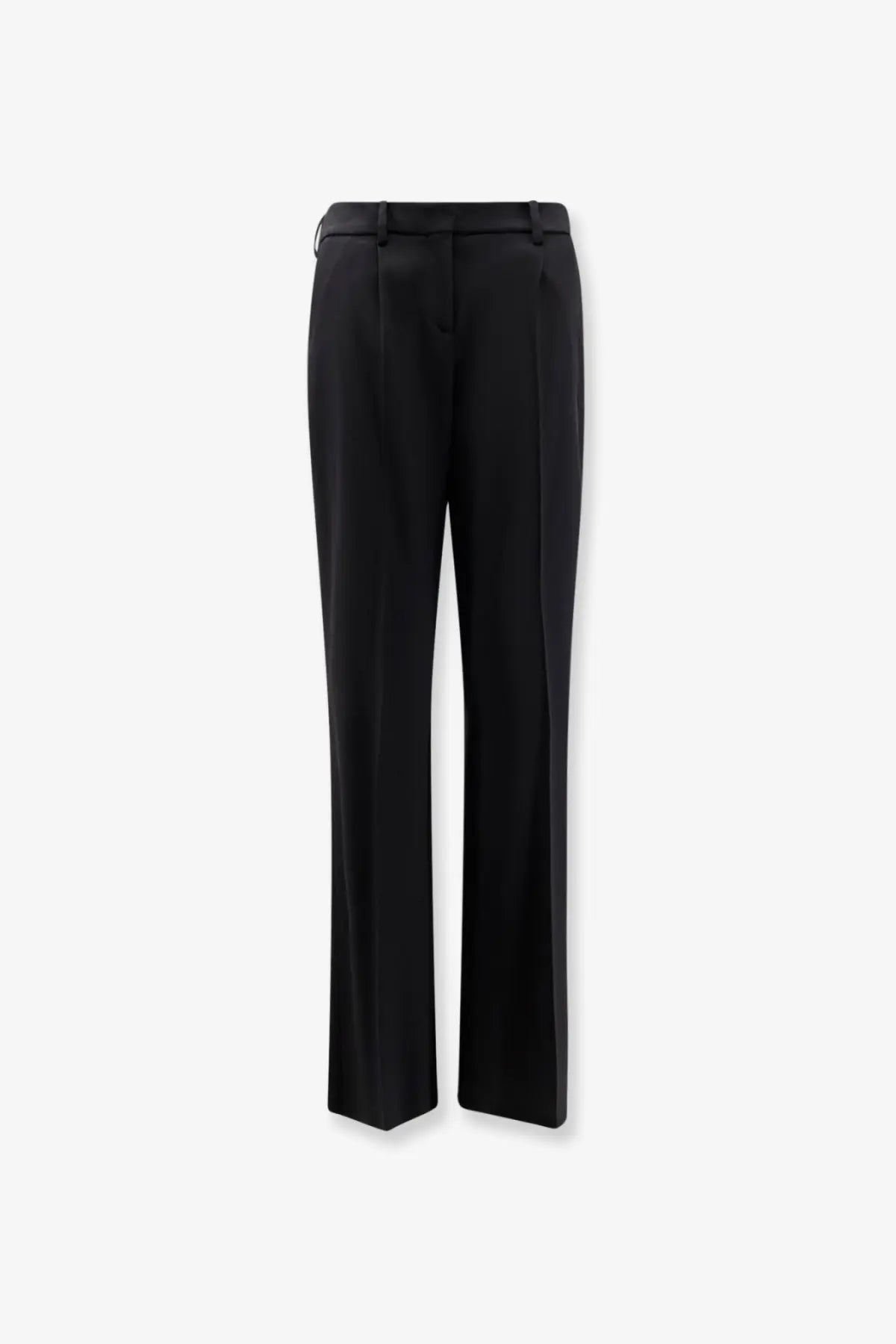 Balenciaga women’s slim tailored wool trousers in black with a sleek straight-leg cut and subtle front pleats
