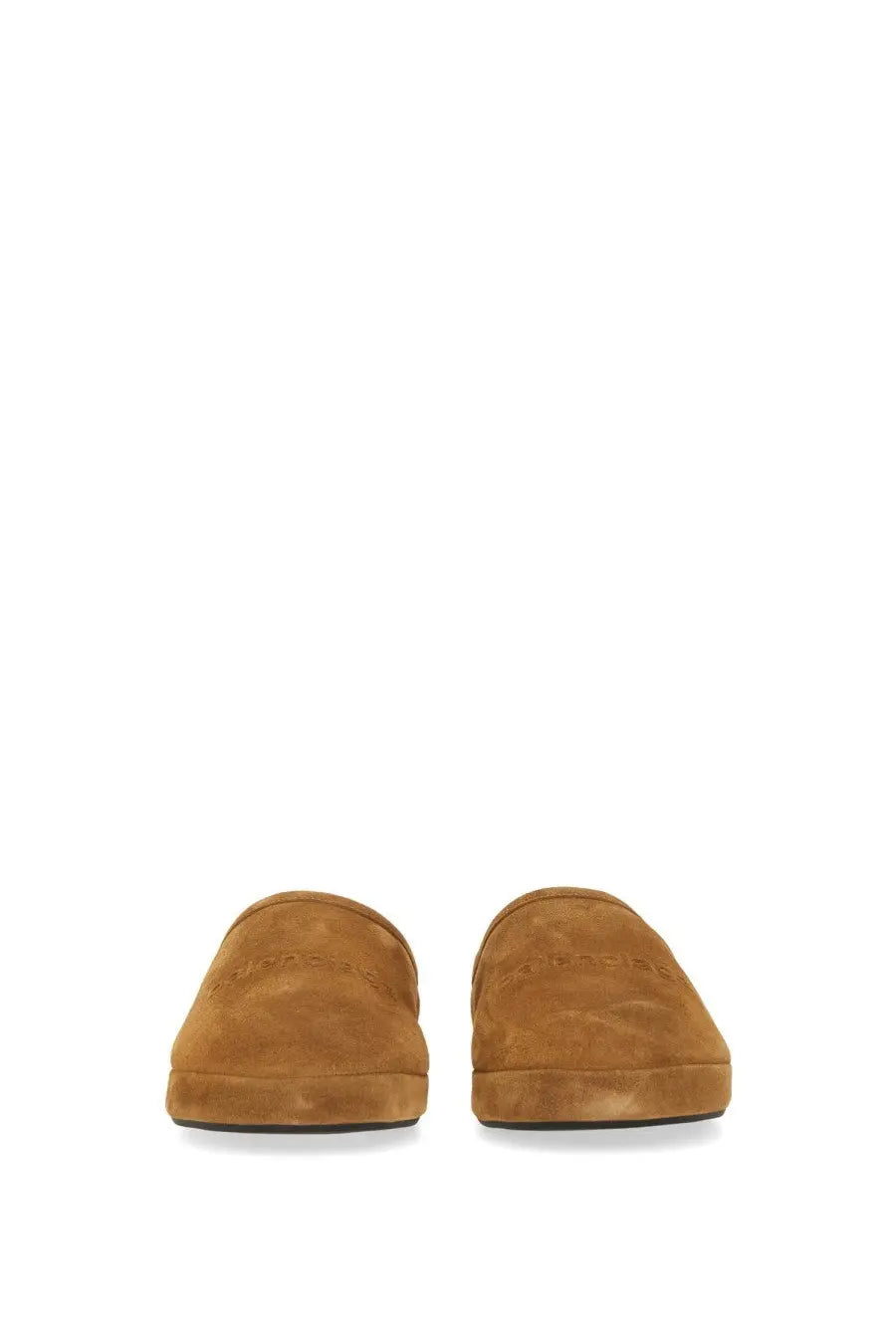 Balenciaga women’s slipper shoe alaska brown tan suede moccasin slippers with soft plush texture and subtle stitching