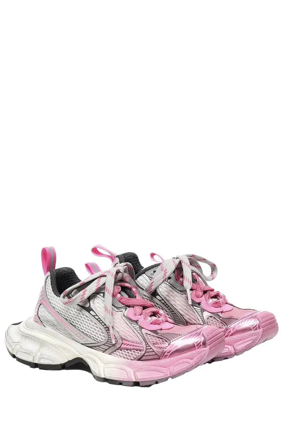 Balenciaga women’s sneaker 3xl gel clearsole multicolor pink and silver mesh sneakers with chunky white soles