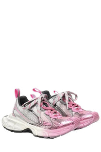 Balenciaga women’s sneaker 3xl gel clearsole multicolor pink and silver mesh sneakers with chunky white soles