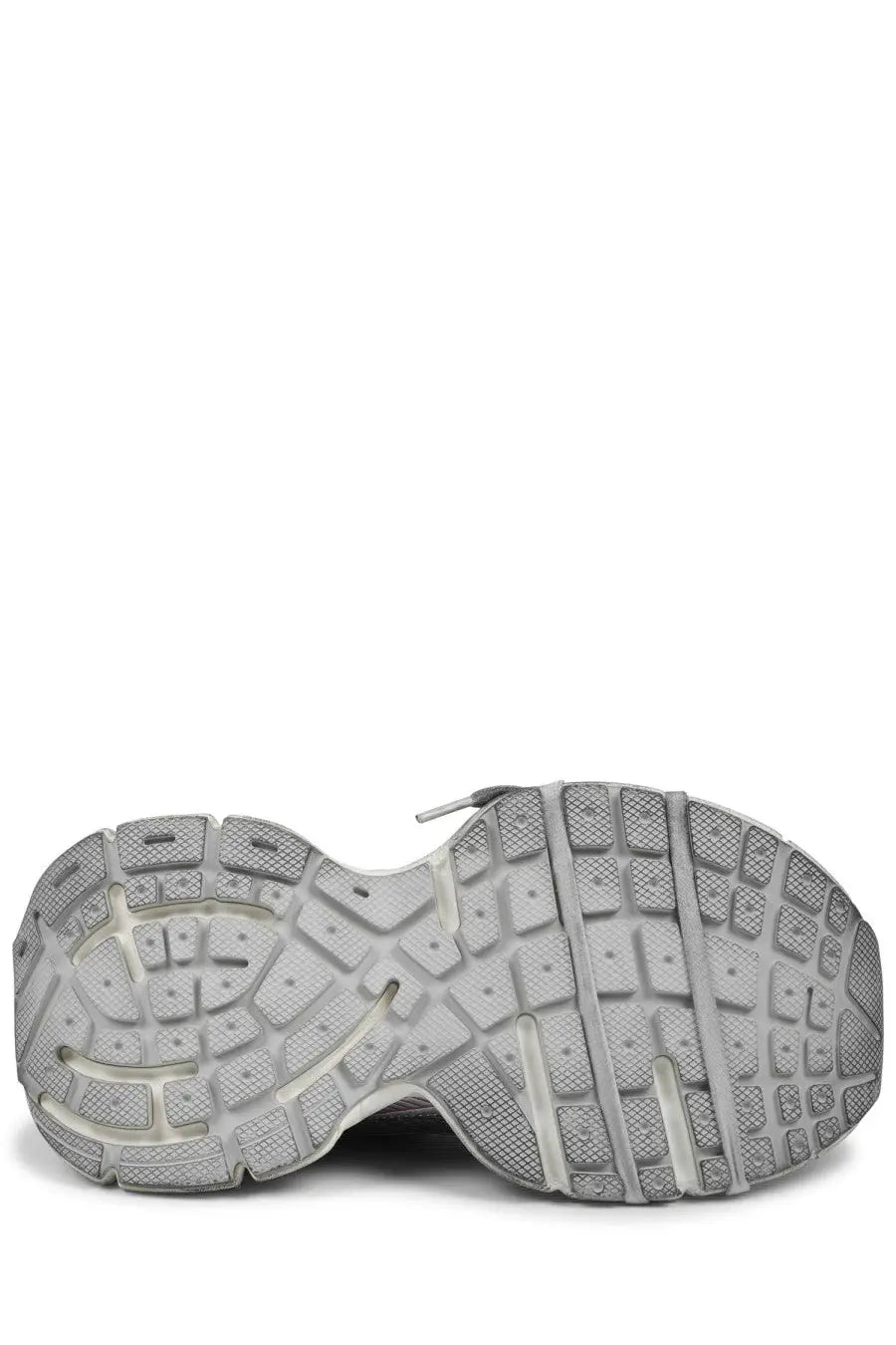 Gray rubber sole with textured grid tread and white midsole accents on Balenciaga women’s sneaker 3XL multicolor