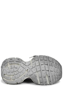 Gray rubber sole with textured grid tread and white midsole accents on Balenciaga women’s sneaker 3XL multicolor