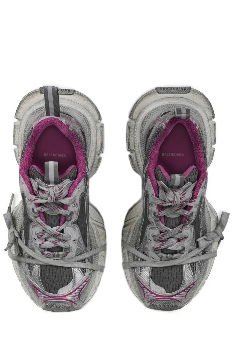 Balenciaga women’s sneaker 3xl multicolor silver and magenta triple s with layered mesh and bold rubber soles