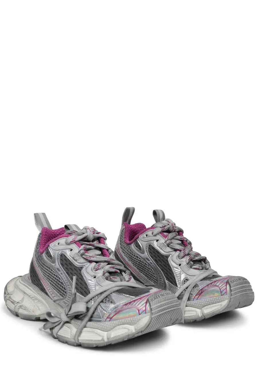Balenciaga women’s sneaker 3xl multicolor silver and purple triple s with mesh rubber and iridescent accents