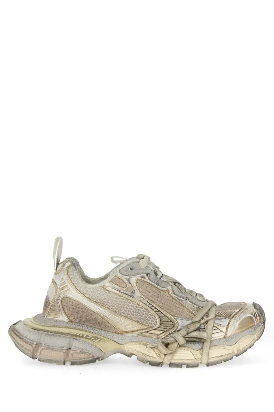 Balenciaga women’s sneaker 3xl white featuring beige and translucent mesh with a layered chunky sole design