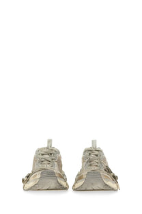 Balenciaga womens sneaker 3xl white in beige and metallic gold with a distressed layered design