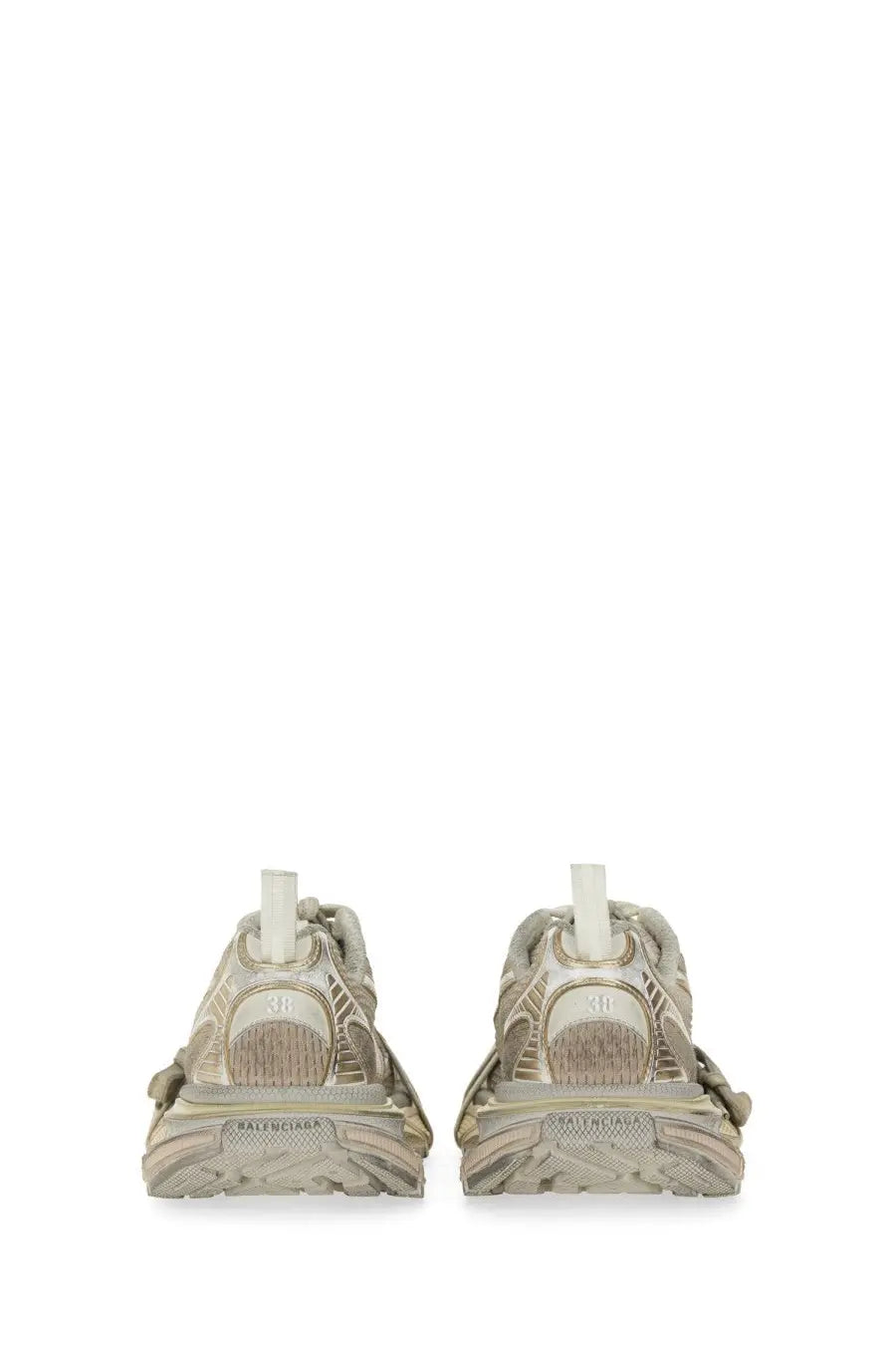 Balenciaga women’s sneaker 3xl white silver metallic with chunky textured sole and intricate woven upper design