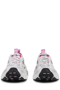 Balenciaga women’s sneaker 6XL multicolor with white and pink chunky textured upper and black rubber sole with logo details