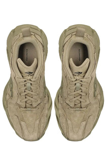 Beige suede balenciaga women’s sneaker monday with chunky layered triple s design and matching laces