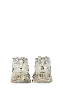 Balenciaga women’s sneaker runner white with textured distressed upper and chunky white rubber sole