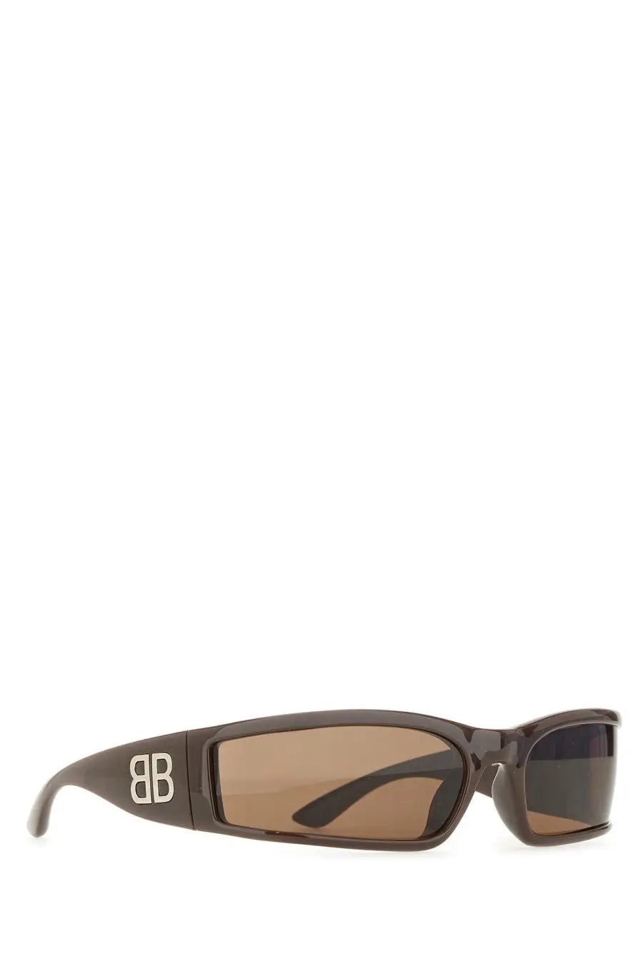 Balenciaga women’s sunset rectangle sunglasses in dark brown with sleek design and bb logo on the temple