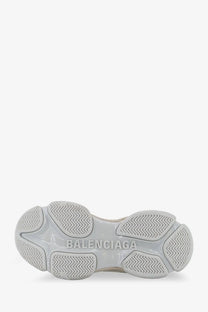 Balenciaga women’s triple s2 sneaker with chunky translucent gray rubber sole and gradient mesh nylon white upper