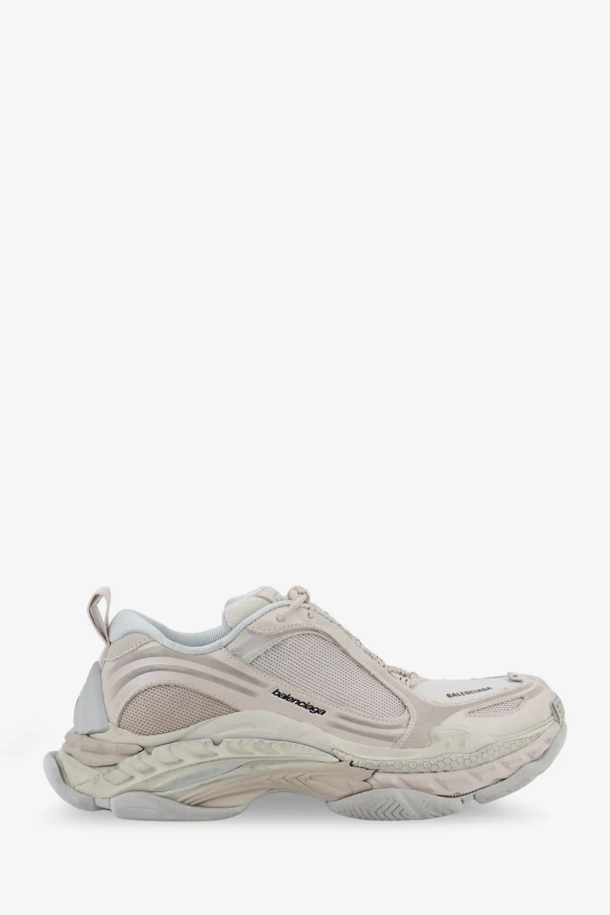 Balenciaga women’s triple s2 sneaker in off-white mesh and nylon with chunky layered rubber sole design