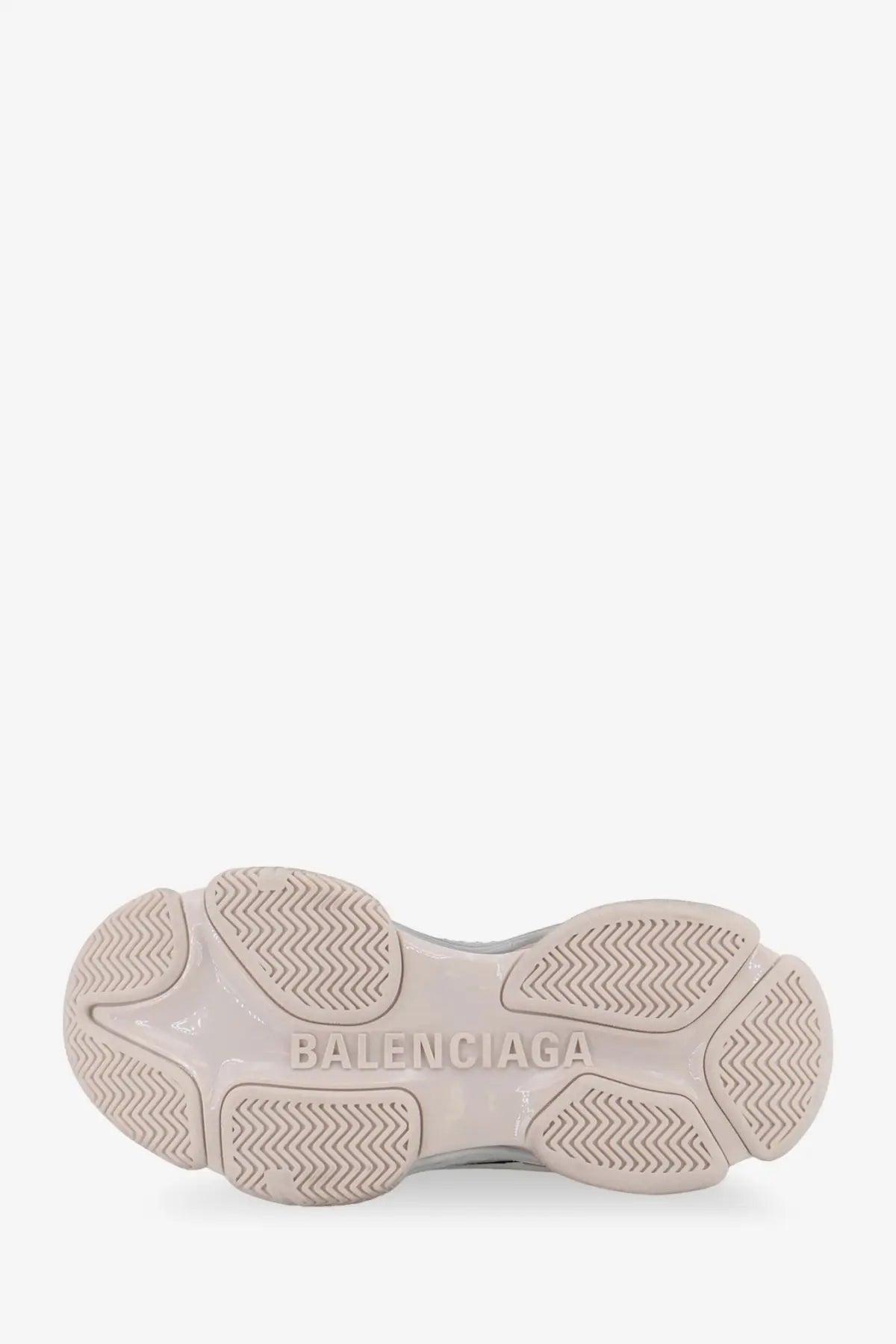 Balenciaga women’s triple s2 gandient sneakers in mesh and nylon purple with glossy beige rubber sole and embossed branding
