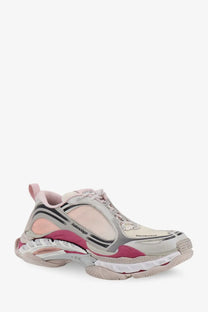 Balenciaga women’s triple s2 sneakers in mesh and nylon with layered pale pink gray and magenta colors