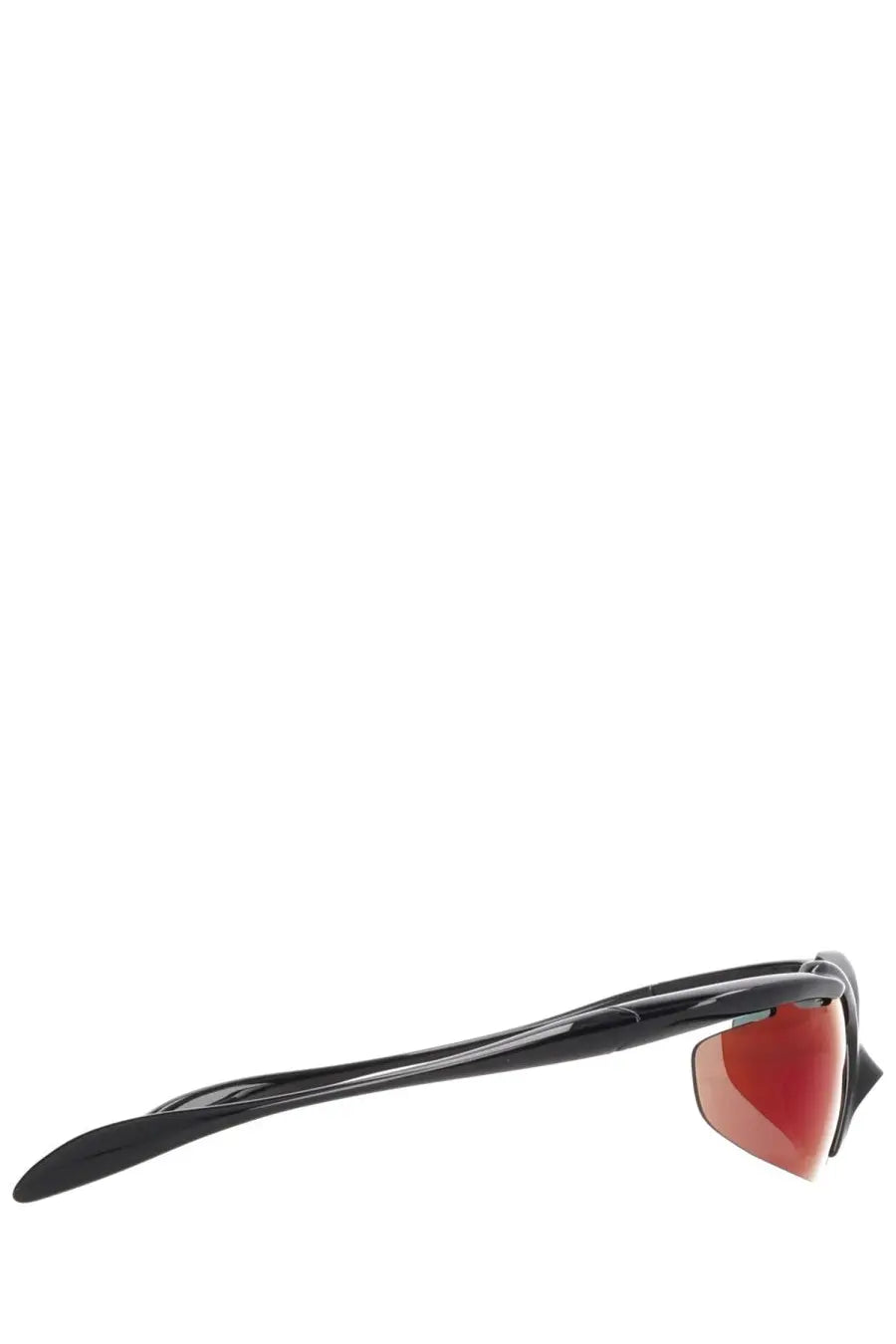 Balenciaga women’s turbo fram black-framed sunglasses with sleek modern design and reflective red lenses