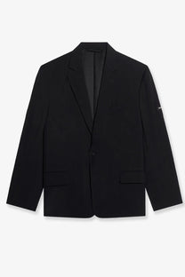 Balenciaga women’s washed sb viscose black single-breasted blazer with sleek minimalist design and subtle sleeve branding