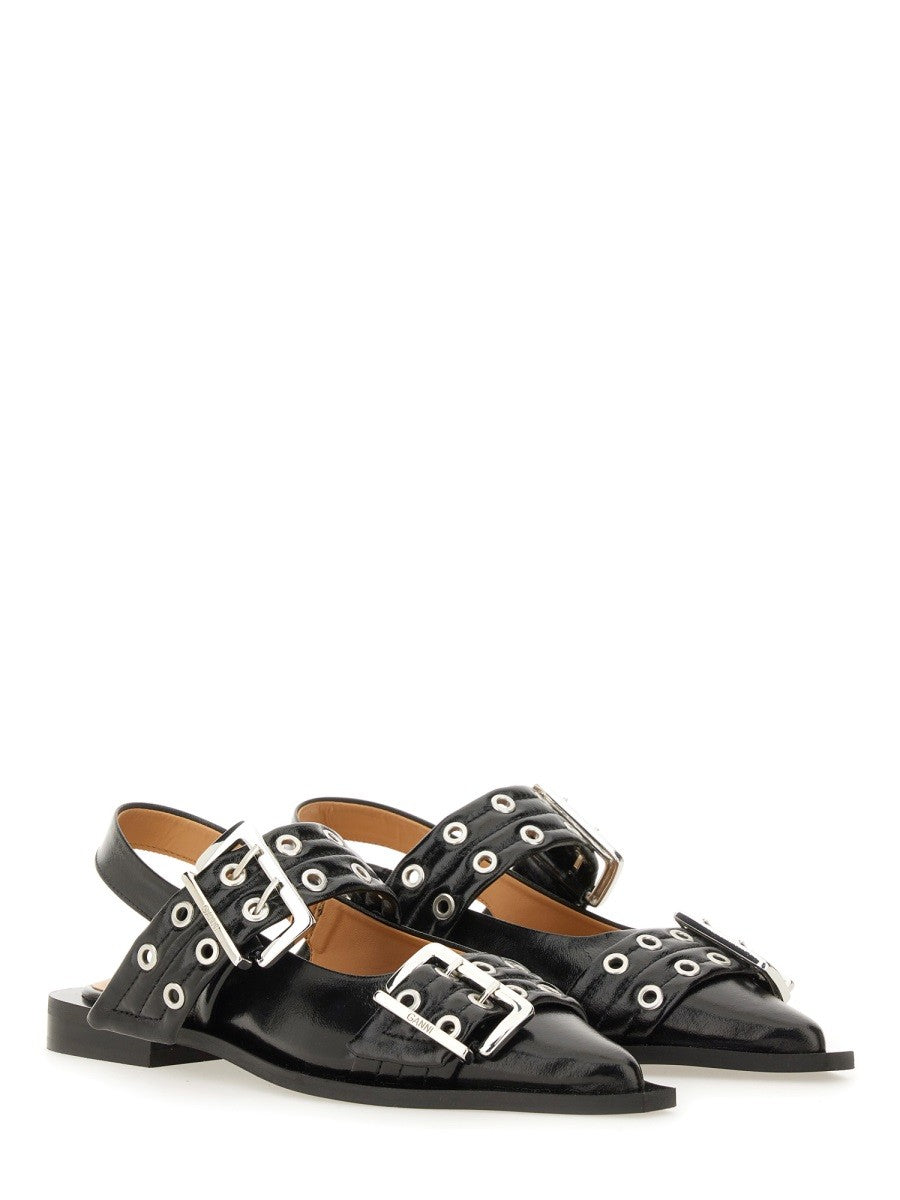 Ganni Women's Ballerina Con Fibbia Black