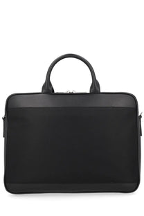 Bally men’s Cartella Vogel black briefcase in leather and nylon with top handle for professional use