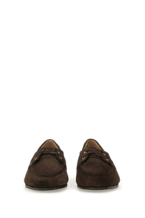Bally men’s moccasin pathy brown brown suede loafers with classic moccasin design and metallic eyelets
