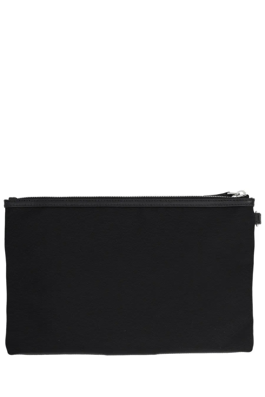Bally men’s pochette code black nylon clutch with sleek minimalist design and silver-toned zipper