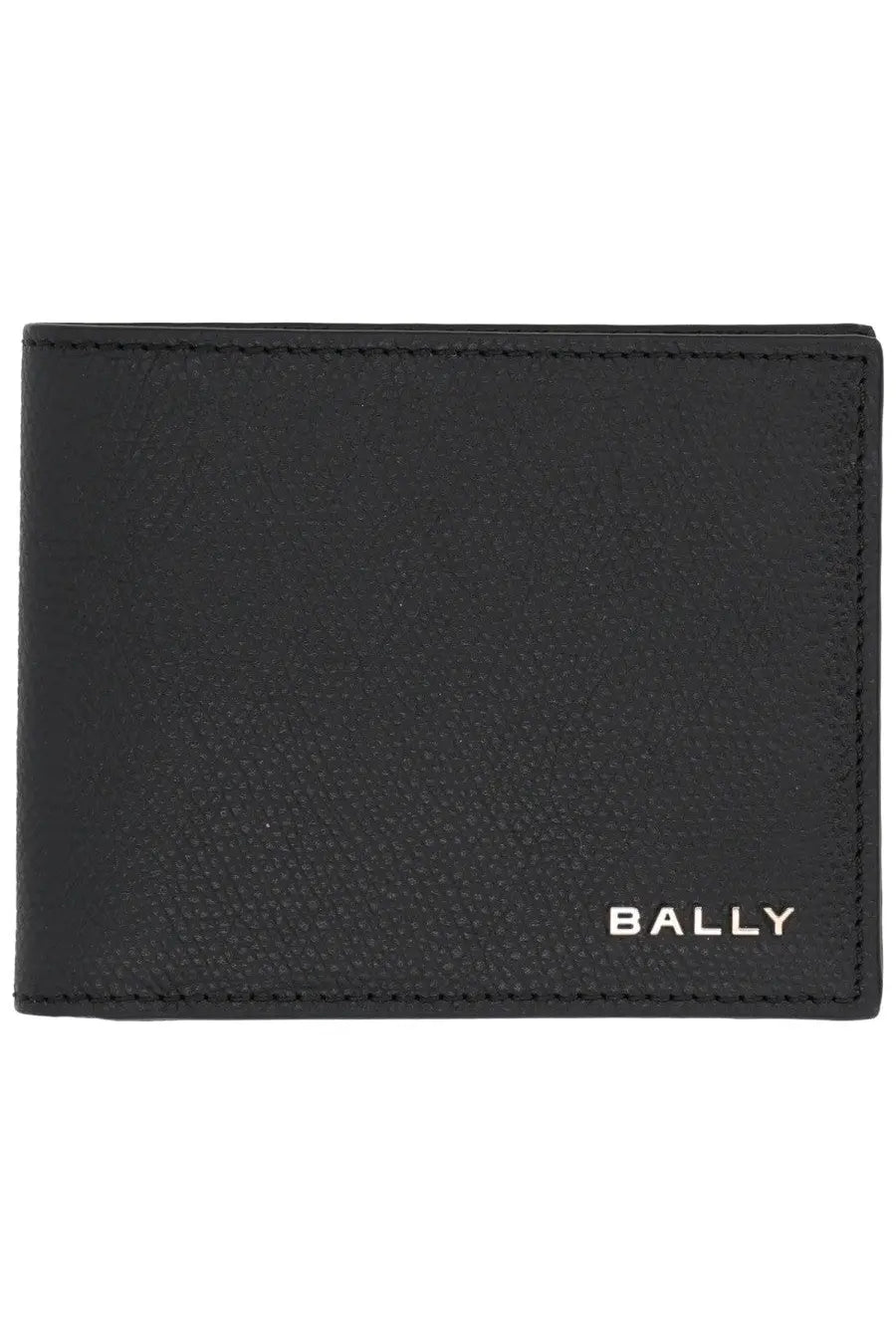 Bally men’s portafoglio essential black textured leather wallet with white bally logo on the lower right corner