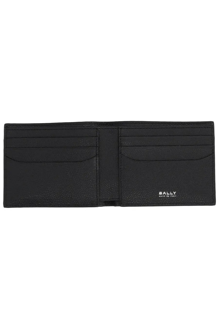 Bally mens portafoglio essential black textured leather wallet with multiple card slots and minimalist design
