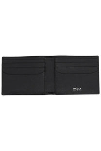 Bally mens portafoglio essential black textured leather wallet with multiple card slots and minimalist design