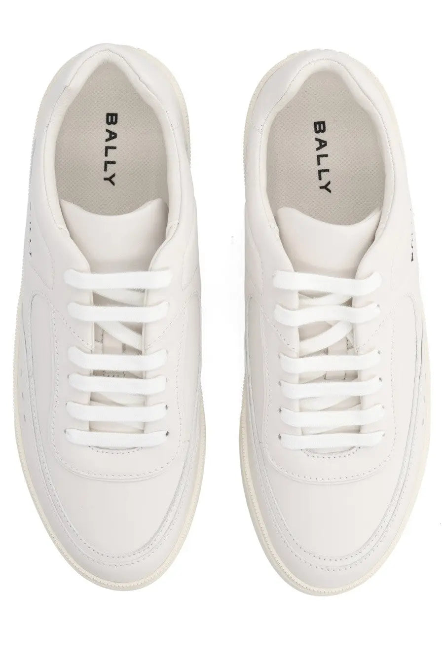 Bally men’s raise sneaker white with white leather material and minimalist design with matching laces