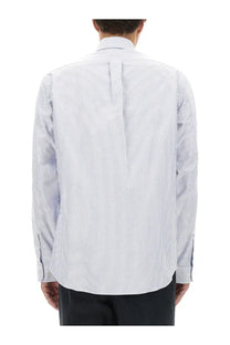 Bally men’s shirt blue featuring a crisp white and navy blue vertically striped long-sleeved classic collar design