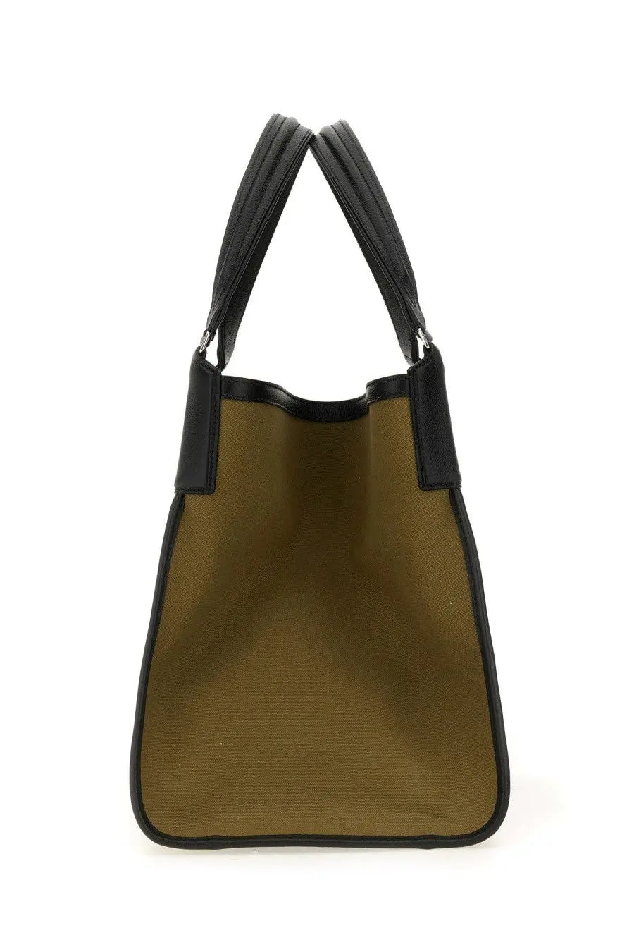 Bally men’s shopping bag arkle large multicolor olive green canvas tote with black leather trim and handles